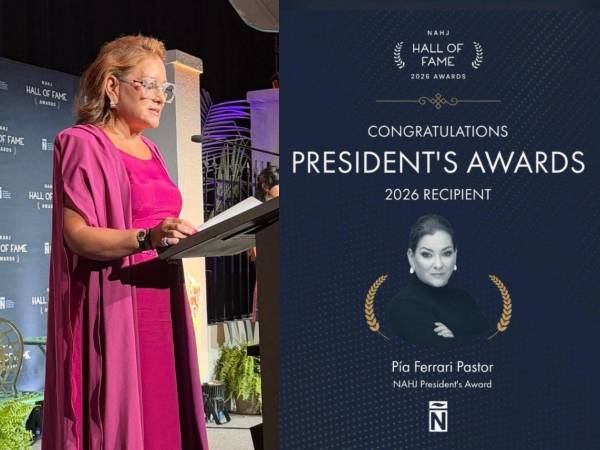Pía Ferrari Pastor discursa tras recibir el premio en Nueva Orléans, Estados Unidos.