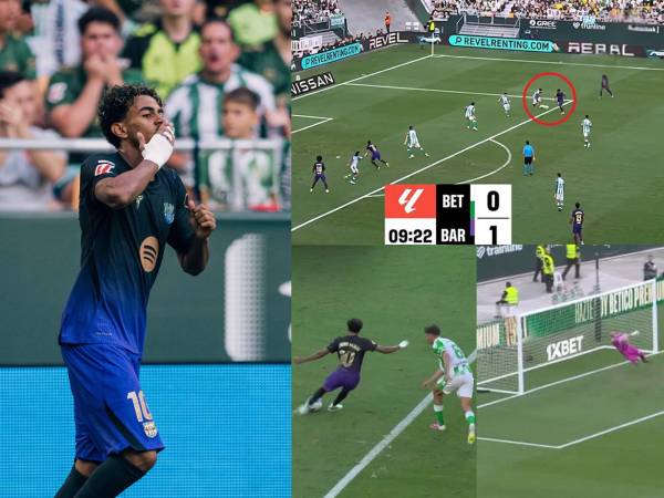 Lamine Yamal anotó un gran gol con remate de zurda para el primero del Barcelona ante el Betis.