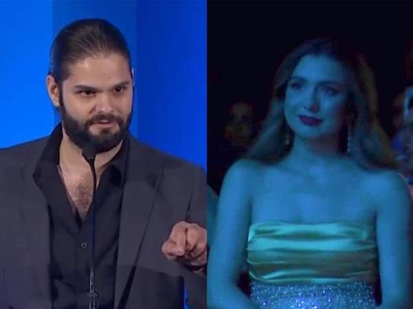 Farid Dieck conmovido hasta las lágrimas le dedicó su premio a su novia Jessica Fernández.