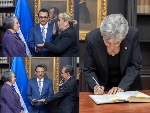La canciller toma juramento a tres nuevos embajadores hondureños.