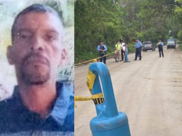 Escena donde fue encontrado muerto un hombre este jueves en el desvío hacia la aldea El Retiro en San Pedro Sula.