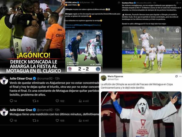 La prensa deportiva hondureña e internacional se pronunció sobre el agónico empate del Olimpia 2-2 contra el Motagua en un Clásico capitalino que tuvo mucha polémica.