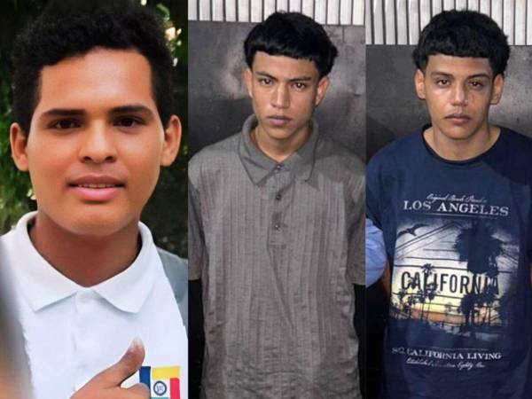 De izquierda a derecha, Brayan Josué Núñez, uno de los estudiantes del Intae asesinados en La Pradera. Justin Jacobo Cálix Coca (enmedio) y José Roberto Alemán Rivera están en prisión por el asesinato de los dos jóvenes.