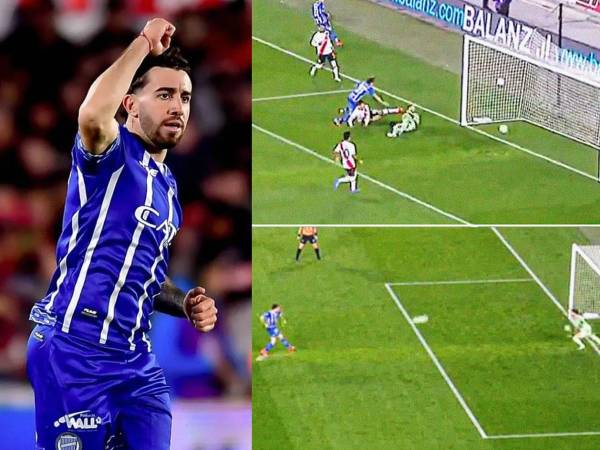 Agustín Auzmendi ha marcado un doblete contra River Plate en el Monumental.