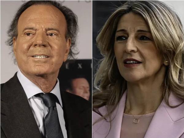 La vicepresidenta segunda del Gobierno y ministra de Trabajo, Yolanda Díaz y el cantante Julio Iglesias.