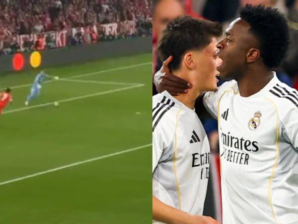 Arda festejando su gol con Vinicius luego del terrible fallo de Manuel Neuer.