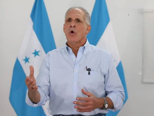 Fotografía a Nasry Asfura frente a dos banderas de Honduras cuando era candidato opositor por el Partido Nacional