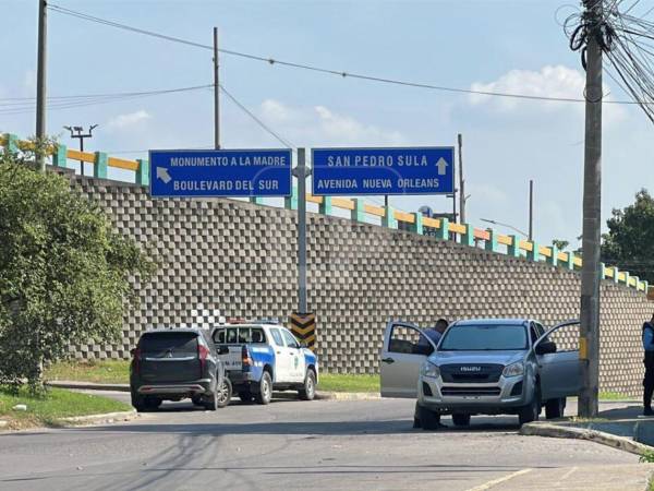 La Policía en el sitio donde fue hallado el cuerpo sin vida.