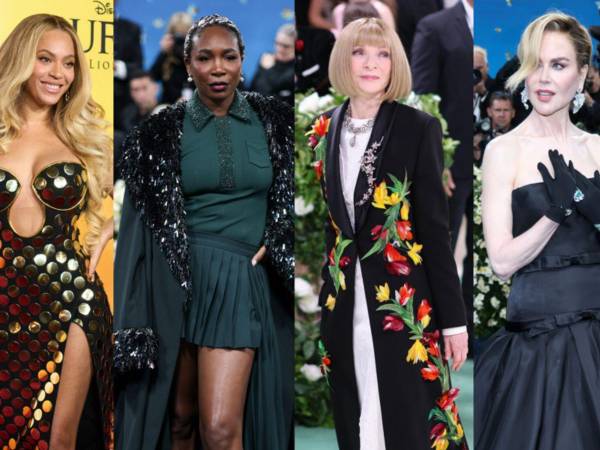 Combo de fotografías de archivo que muestran a la cantante Beyoncé, la tenista Venus Williams, la exjefa de Vogue Anna Wintour, y la actriz Nicole Kidman.