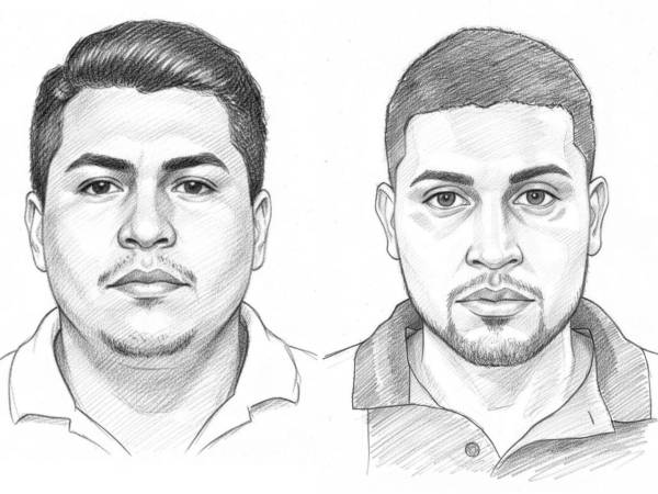 Los retratos hablados de los presuntos asaltantes corresponden a dos individuos identificados como Héctor Moreno y Lenín Chicas.