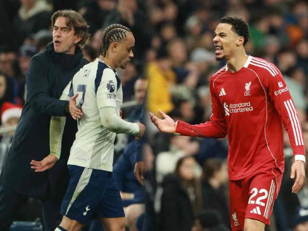 El partido entre el Tottenam y Liverpool terminó con dos expulsados.