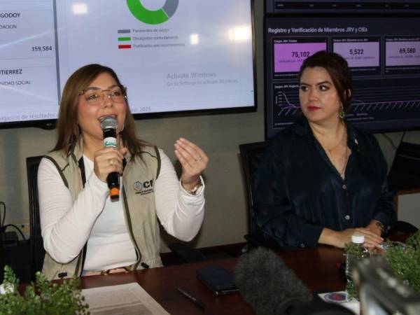 Las consejeras del CNE, Cossette López y Ana Paola Hall.