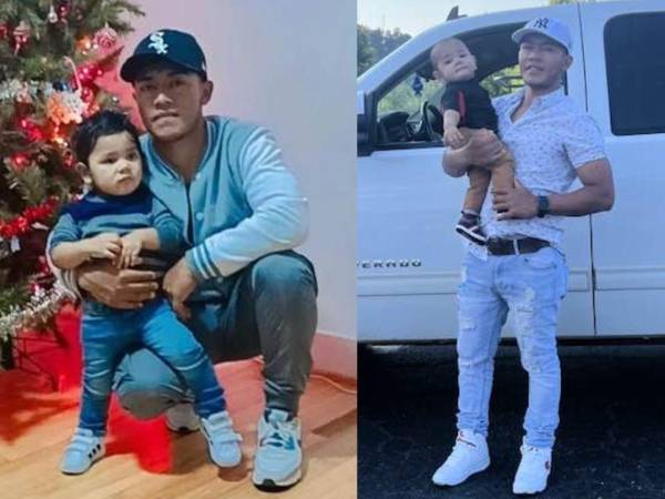 Fotos en vida de Orlin Dariel Rodríguez y su pequeño Jared, los dos hondureos que murieron atropellados en Alabama.