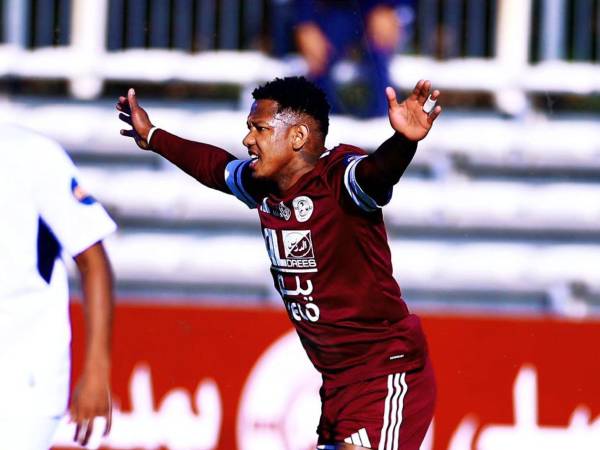 Quioto celebrando uno de sus goles con el Al Faysaly en la segunda división de Arabia Saudita.