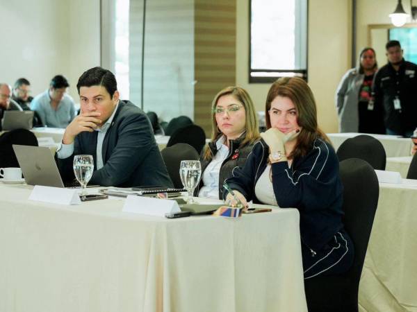 Los consejeros del CNE: Marlon Ochoa, Ana Paola Hall y Cossette López este domingo.