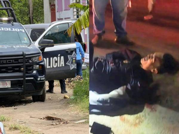 A la izquierda en la imagen, una patrulla policial mexicana en el sitio en el que fue hallado sin vida el hondureño. A la derecha, fotografía que muestra herido al hondureño Dani Javier Castillo en enero de 2025.