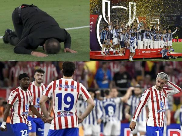 Las imágenes de la histórica conquista de la Real Sociedad en la final de la Copa del Rey 2025-2026 tras vencer en penales al Atlético de Madrid en La Cartuja. Diego Simeone abatido y la tristeza de Griezmann.
