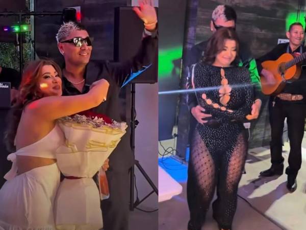 Milagro Flores no pudo ocultar su gran felicidad a ver a Supremo en su fiesta de cumpleaños.