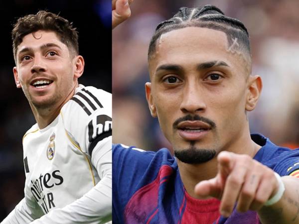 Fede Valverde por Real Madrid y Raphinha en Barcelona, figuras de ambos clubes durante este fin de semana en la Liga de España.