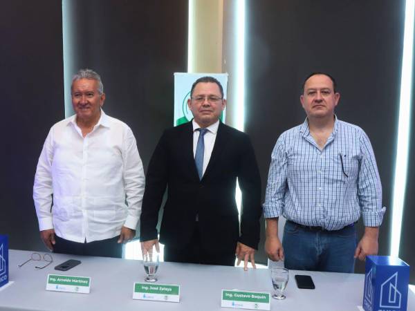 Los ingenieros Arnaldo Martínez, José Leonidas Zelaya y Gustavo Boquín, integraron la mesa principal.