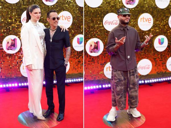 El cantante, actor y productor musical estadounidense de origen puertorriqueño Marc Anthony y su pareja, la modelo paraguaya Nadia Ferreira, posan a su llegada a la alfombra roja de la gala de entrega de la vigésimo tercera edición de los Premios Juventud, que sale de América y se celebra por primera vez en Europa, este jueves en Marbella (Málaga). El puertorriqueño Farruko también hizo su entrada pero en solitario.