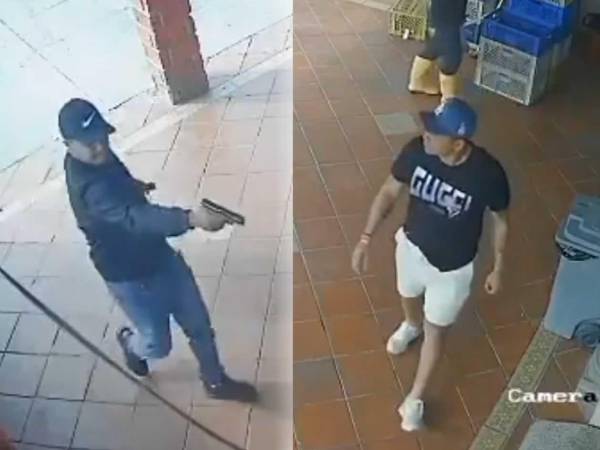 Momento en el que sicario le dispara al futbolista Mario Pineida del Barcelona SC de Guayaquil.