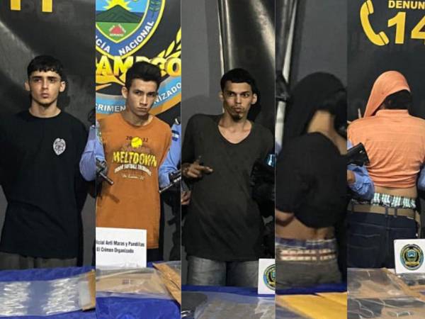 Los detenidos presentados en la Dipampco de San Pedro Sula.