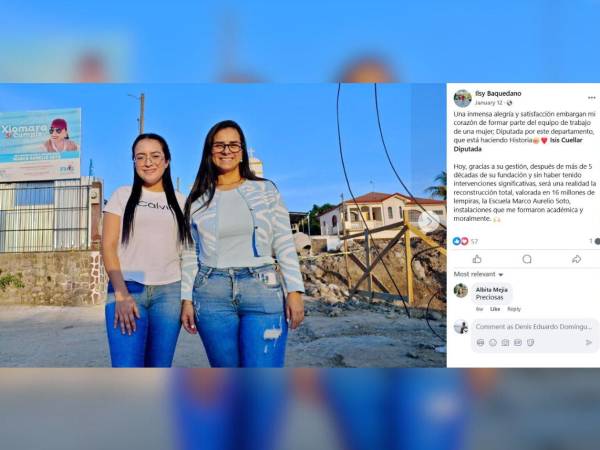 Ilsy Baquedano (izquierda), asistente de la diputada Isis Cuéllar (derecha). Baquedano solicitó 92,000 lempiras a Sedesol para comprar un equipo fotográfico.