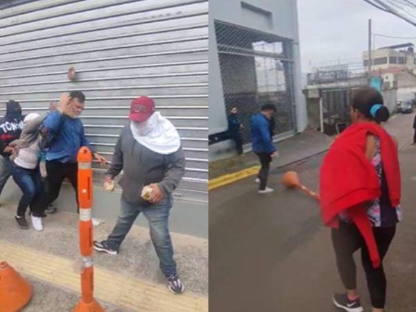 Momento cuando agreden a Rolando Contreras afuera del CNE