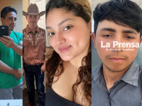 A la izquierda, los hermanos Chacón, Sergio y Selvin, luego Karen Bautista y a la derecha David Hernández, quien luego de matar a estos tres hondureños, se quitó la vida en San Antonio, Texas.
