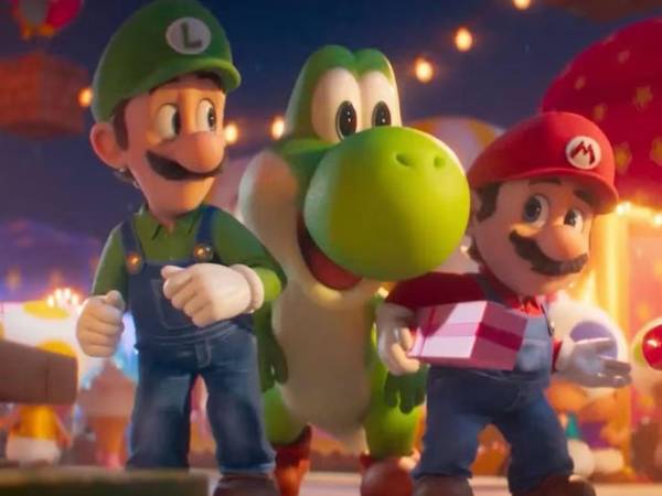 Luigi, Yoshi y Mario en el tráiler de la nueva película.