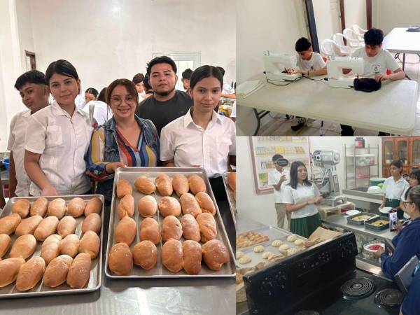 Estudiantes durante la inauguración realizaron productos de panadería y repostería.