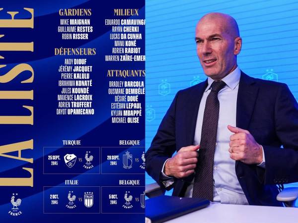 Zinedine Zidane ya tiene su primera lista de convocados para la Selección de Francia.