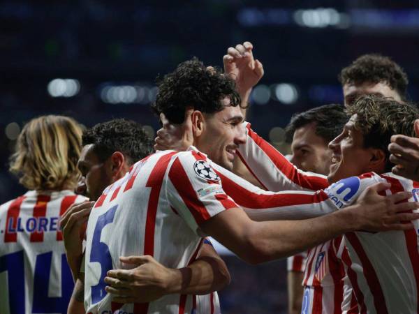 Jugadores del Atlético de Madrid celebrando uno de sus goles ante el Brujas.