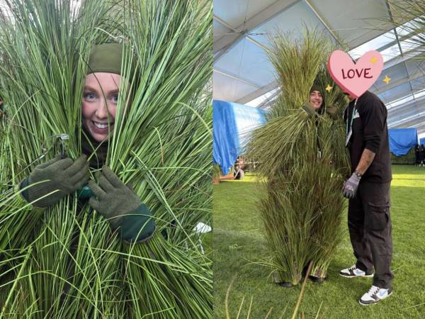 Al principio, la audiencia creía que los arbustos eran solo decoración, pero luego se dio a conocer que en realidad eran personas disfrazadas.
