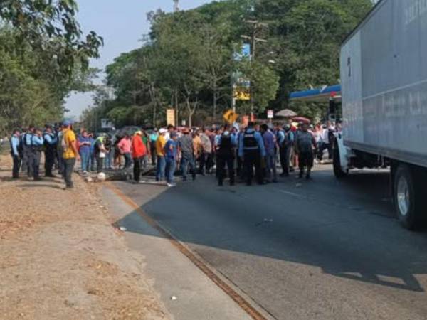 Vista de las manifestaciones en Choloma, Cortés.