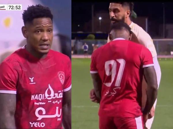 Romell Quioto agredió a un rival con un cabezazo y vio la tarjeta roja en Arabia Saudita.