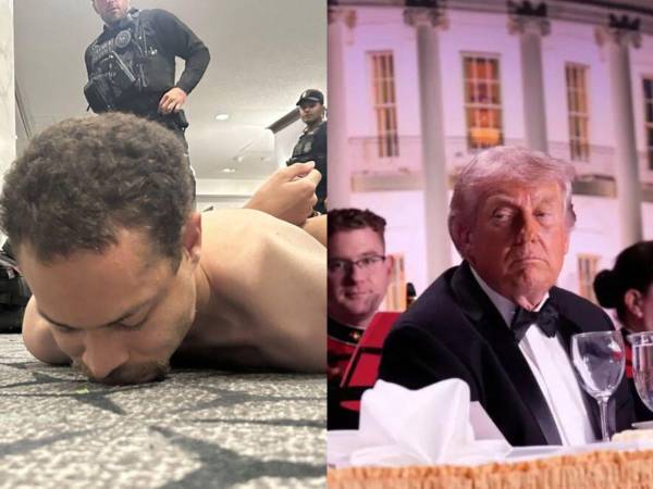 Cole Allen, el profesor californiano que inició el tiroteo y Donald Trump, el presidente de Estados Unidos.