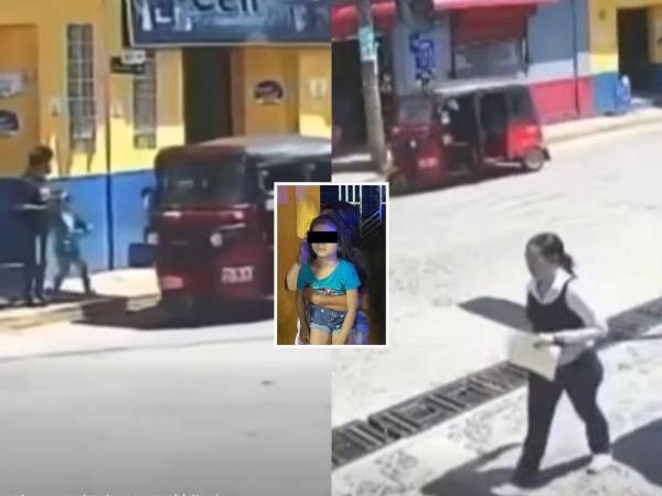Capturas de pantalla del video de seguridad que captó a la menor y su niñera antes de que ocurriera el secuestro en Las Vegas, Santa Bárbara.
