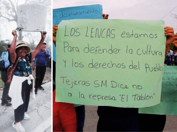 Manifestantes ayer durante la protesta en las cercanías del río Cañas, en Quimistán, Santa Bárbara.