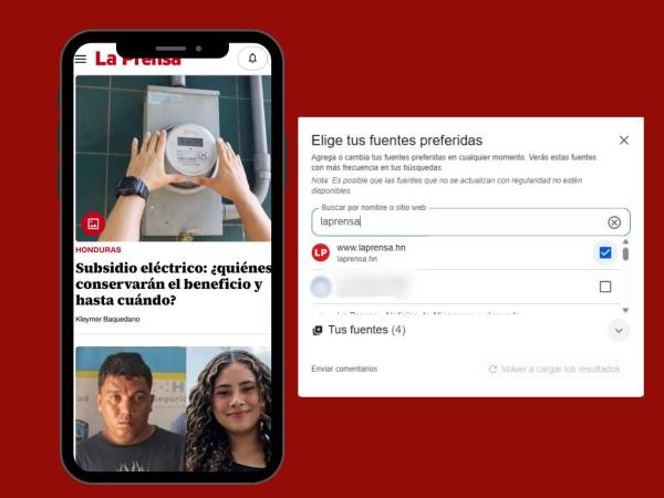 La nueva función “Fuentes Preferidas” permite priorizar contenido de LA PRENSA en búsquedas de noticias.