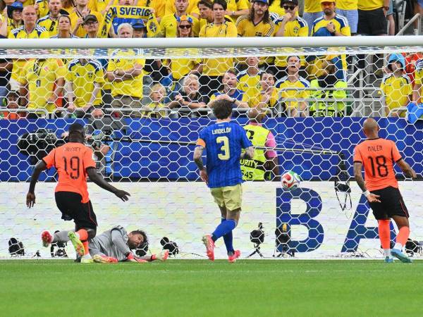 El momento del primer gol de Brian Brobbey contra Suecia.