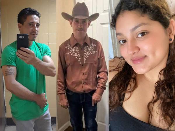 Fotos en vida de los hermanos Sergio y Selvin Chacón. A la derecha, Karen Bautista. Ellos fueron los tres hondureños que fueron asesinados en una floristería de San Antonio, Texas.