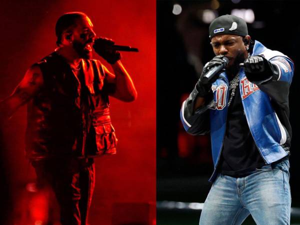Combo de fotografías de archivo de los cantantes Drake y Kendrick Lamar.