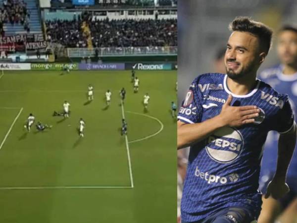 Rodrigo Gómez marcó desde el punto penal para adelantar a Motagua ante Alajuelense.