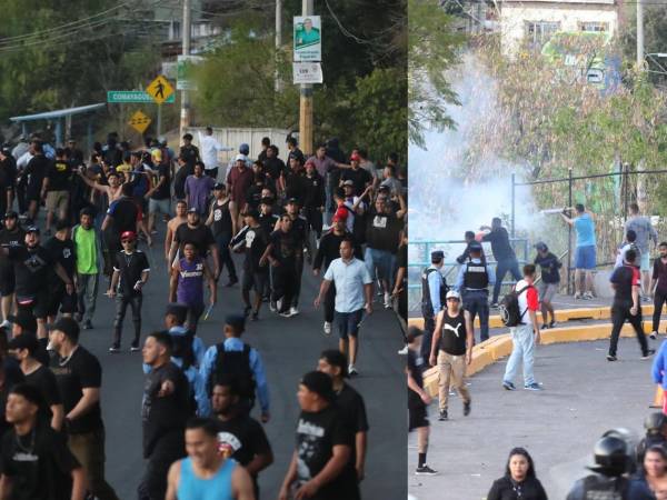 Lamentable: las imágenes del zafarrancho que protagonizaron las barras de Motagua y Olimpia en las afueras del estadio Nacional Chelato Uclés, previo al inicio del Clásico.