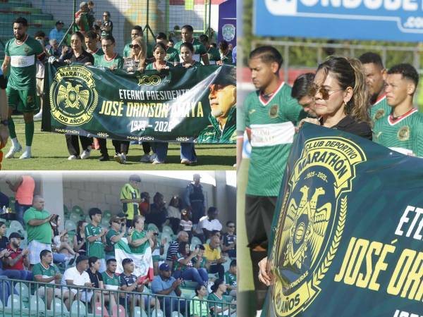 Las imágenes de los homenajes que han brindado al fallecido presidente de Marathón, Orinson Amaya, en la previa del partido de los verdes contra el Olancho FC en el estadio Yankel Rosenthal.