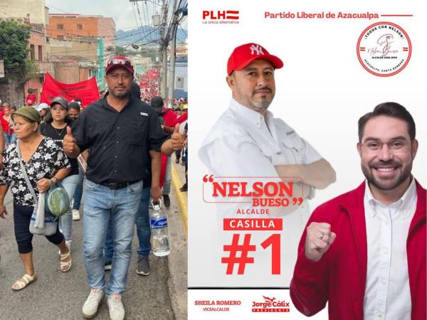 Nelson Bueso fue el precandidato a alcalde de Jorge Cálix en Azacualpa, Santa Bárbara. A la izquierda, Bueso cuando militaba en Libertad y Refundación.