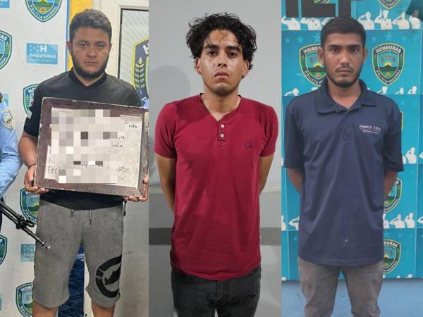 Fotografía de los tres detenidos vinculados a diferentes delitos.
