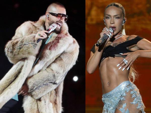 Combo de fotografías de archivo de los artistas Maluma y Bad Gyal.